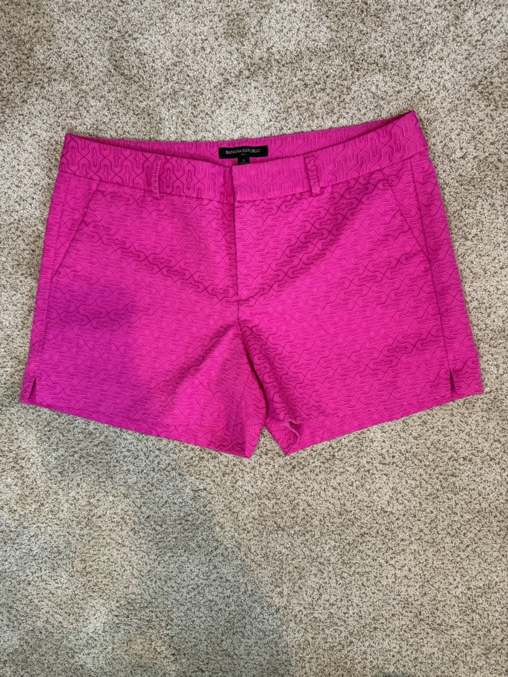 Banana Republic Pink Geometric Textured Shorts Preppy Summer Sz 6
